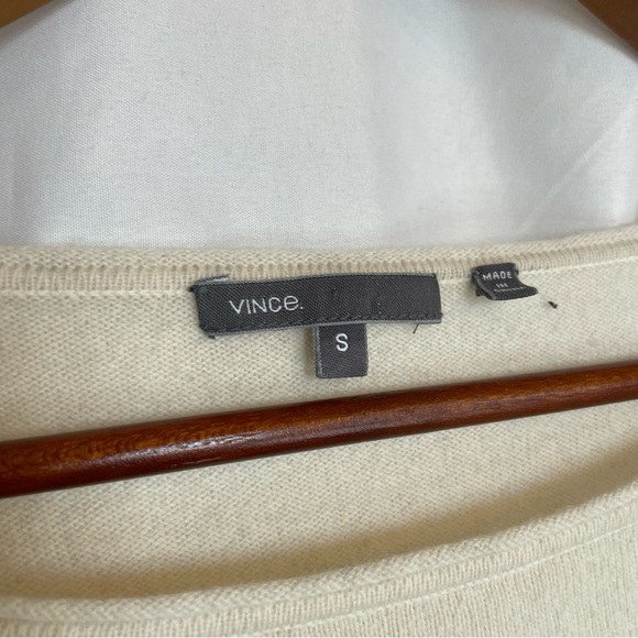 VINCE Women’s Cream Gray Black Colorblock Wool Cashmere Sweater Size Small - Picture 3 of 10